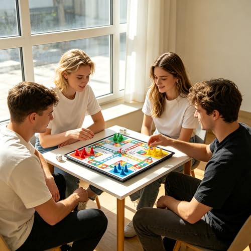 1 Pcs 5 in 1 Magnetic Foldable Board Game Set, Flying Chess Ludo Checkers Backgammon, Portable Travel Family Tabletop Game（Magnetic Flying Chess Board）