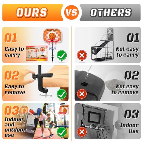 Indoor Basketball Hoop,Mini Tabletop Basketball Hoop Set with Two Balls, Mini Hoops for Desk Table Bed Office Bedroom Basketball Toys for Kids and Adults - style: Clips