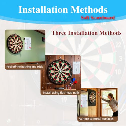 Soft & Rollable Dart Scoreboard with Dry Erase Markers and Eraser - Easy to Install and Clean - Waterproof Surface for Cricket and '01 Games - size: Small