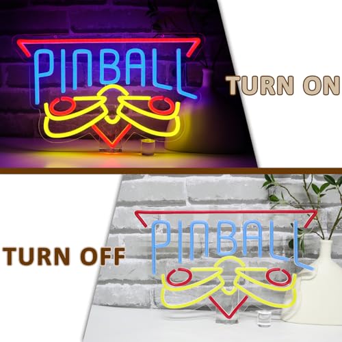 Pinball Neon Sign for Wall Decor, Arcade Game Led Signs for Business, USB Dimmable Retro Gaming Neon Lights for Game Room Mall Gamer Hall Garage Bar Club Man Cave Arcade Wall Art - style: Pinball