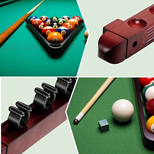 Hanaive 2 Piece 4 Pool Cues Wood Wall Rack with Clips Wall Mounted Hardwood Billiard Pool Cue Rack Finish Hardwood Cue Sticks Rack Billiard Stick Wall Rack with 4 Cue Clips for Billiard