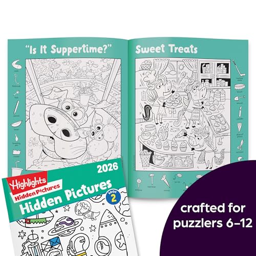 Highlights Hidden Pictures 2026 Activity Books for Kids Ages 6 and Up, 4 Puzzle Books Packed with Hidden Object Fun, Coloring Pages, and Seek and Find Fun