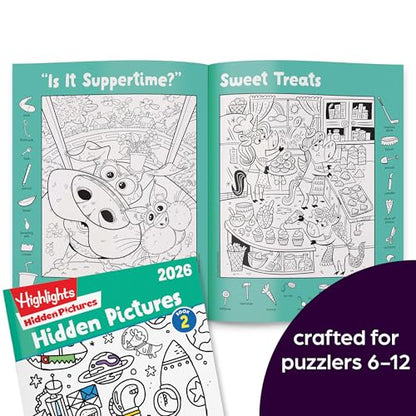 Highlights Hidden Pictures 2026 Activity Books for Kids Ages 6 and Up, 4 Puzzle Books Packed with Hidden Object Fun, Coloring Pages, and Seek and Find Fun