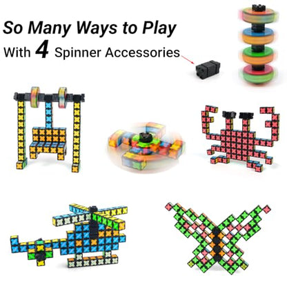 TOSY Magnet Cube 4x4 - 560 Magnets, 70 Blocks, 8 in 1 Toy: Puzzle Cube Game, Creative Building Blocks, Transformable Fidget Spinner, Infinity Cube, Magnet Tiles, UV Flashlight, Glowing STEM/STEAM Toy - color: Cube 4x4x4