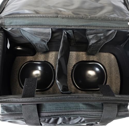 ELITE Deluxe 2 Ball Bowling Bag with 5" Smooth Wheels - Large Accessory Pocket, Shoe Compartment, 36" Extendable Handle - color: Sand/Black