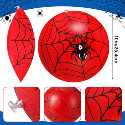 48 Pcs Spider Theme Inflatable Beach Balls with Glasses Summer Pool Party Favors 10 Inch Spider Web Inflatable Ball Birthday Graduation Decorations End of Year Party Gift Supplies - style: Spider