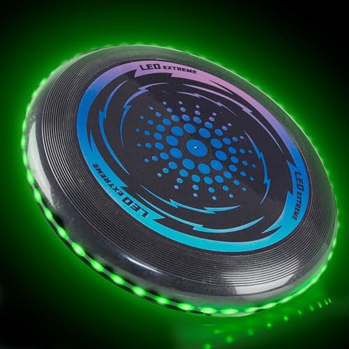 Toysery LED Light Up Fresbee - Glow in The Dark Fresbee for Kids and Adults, Flying Disc Adventure for Day and Night - Easy to Use Ideal for Camping Game - color: Green