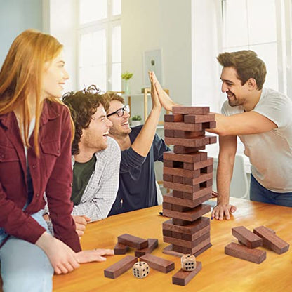 Wooden Tumbling Tower, 54PCS Blocks Stacking Games for Party, Camping for Kids Adult and Families, Classic Stacking Blocks Wood Stack Towers Wooden Board Tabletop Games with Storage Box - style: 54PCS