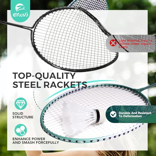 EasyGo Badminton Set with Net, 4 Rackets, 4 Shuttlecocks, Portable Storage Box, for Backyards, Outdoor Games, Yard Games | Badminton Set, Outdoor Games, Yard Games