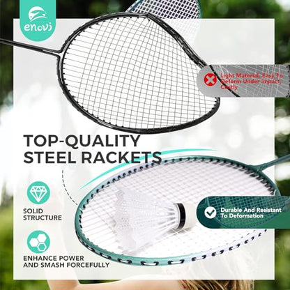 EasyGo Badminton Set with Net, 4 Rackets, 4 Shuttlecocks, Portable Storage Box, for Backyards, Outdoor Games, Yard Games | Badminton Set, Outdoor Games, Yard Games