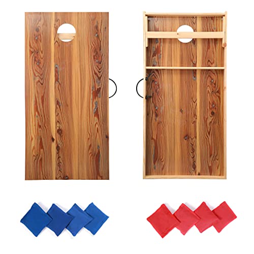 Solid Wood Premium Cornhole Game Set, Bean Bag Toss Game for Tailgate, Outdoor, Backyard - Professional Portable Cornhole Boards & Set of 8 Cornhole Bean Bags (Junior, Tailgate, Regulation Size) - color: Retro Printed: 2 x 4 FT