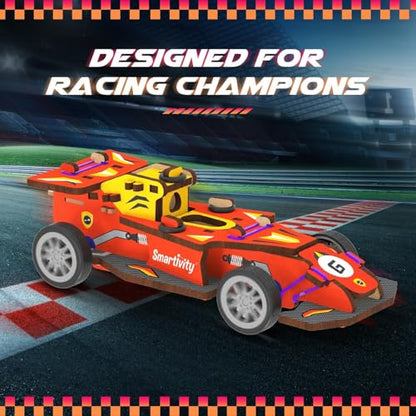 Smartivity DIY F1 Speed Racing Car for Kids | Build Your Own Race Car & Launch It with Elastic Powered Launcher | STEM Toy | Birthday Gift for Boys & Girls 6 7 8 9 10 11 12 Years Old - style: Racing Car