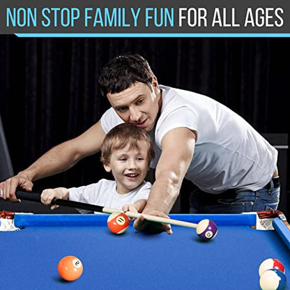 SereneLife 4.5ft Folding Pool Table, 55in Portable Foldable Billiards Game Table for Kids and Adults with Accessories, Indoor and Outdoor Games with Sticks, Cue, Balls and Triangle, Blue