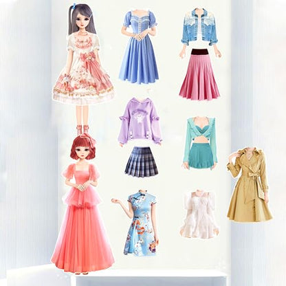 Magnetic Dress Up Dolls, Magnetic Doll Dress Up Kits Magnetic Paper Dolls Pretend Play Set for Girls Ages 4 Years and Up Kids Travel Activities Road Trip Car Ride Interactive Learning Imagine Gift - style: L2 Set