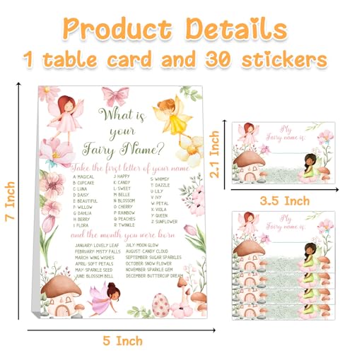 Fairy Party Decorations,Fairy First Birthday Decorations,Fairy Party Games,Birthday Games for Kids Party,Fun for Adults & Kids Game,What's Your Fairy Name Game - style: Fairy 1