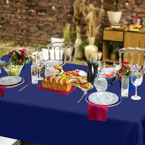 QZYL 12 PCS Navy Plastic Tablecloths, 54 in x 108 in Dinner Table Cloths, Rectangle Table Cover for Birthday Party Family Gathering Wedding - color: Navy, size: 12pcs 54x108 in