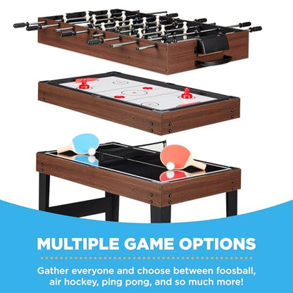 Best Choice Products 2x4ft Combo Game Table Set for Home, Game Room, Friends & Family w/Hockey, Foosball, Pool, Shuffleboard, Ping Pong, Chess, Checkers, Bowling, and Backgammon - color: Black / Walnut