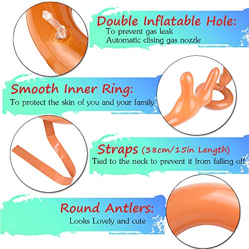 Christmas Games for Family Party, 4 Pack Inflatable Reindeer Antler Ring Toss Game Great Christmas Games for Adults and Kids