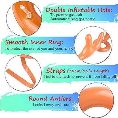 Christmas Games for Family Party, 4 Pack Inflatable Reindeer Antler Ring Toss Game Great Christmas Games for Adults and Kids