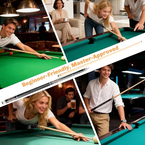 Professional Pool Cue Stick with Hard Case, 58" Canadian Maple Billiard Cue & 12.5mm Multi-Layer Rainbow Tip, Pool Cue Set with 3 Accessories, 19/20/21oz Billiard Stick (Selectable) - size: 20oz, style: Style 2