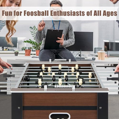 GLACER Foosball Table, 54" Wooden Full Size Foosball Table with 2 Balls, Adjustable Leg Levelers, Sliding Bead Scorers, Indoor Outdoor Soccer Table Game for Adults, Kids, Game Room, Home, Office