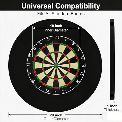 17.75in Splicing Dartboard Wall Protector | Dart Board EVA Dartboard Backboard Wall Surround | Durable Backboard for Dart Boards - Professional Darts Accessory for Starters & Professional (Black)