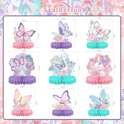 Butterfly Birthday Party Supplies Kit - Butterfly Themed Honeycomb Centerpiece ，Table Decorations for Kids' Butterfly Themed Birthday Party Decorations - style: Butterfly