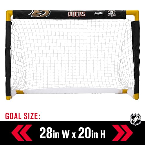 Franklin Sports NHL Anaheim Ducks NHL Team Mini Hockey Set - Kids Indoor Knee Hockey Goal, Ball+2 Mini Stick Combo Ages 3+
