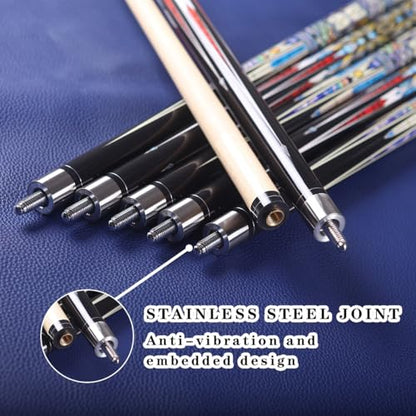 Canadian Maple Pool Cue Stick, Stainless Steel 5/16" X 18 Joint, 58 Inch 13mm Tip Billiard Pool Cue Stick, 19 20 oz, 2-Piece Pool Cue Stick for Beginner, Commercial Home Entertainment - color: Model C (19oz)