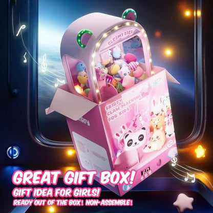 Skirfy Large Claws Machine Toy with LED Light & Adjustable Sound,16" Candy Dispenser Toys Mini Vending Machine for Kids Christmas Birthday Big Gifts for Girls Boys Ages 6+ - color: Pink