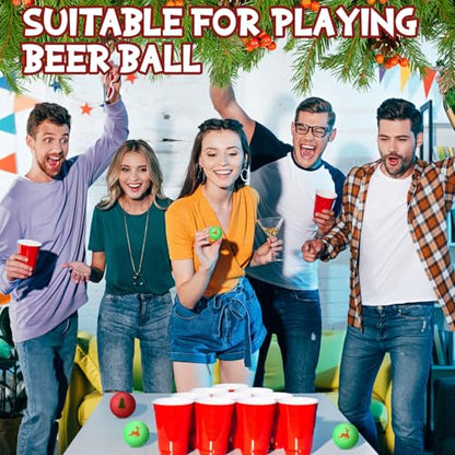 Seenelling 200 Pcs Christmas Table Tennis Balls Green Red Novelty Table Tennis for Game Christmas Party Favors Playing Decoration Props - style: Christmas Style