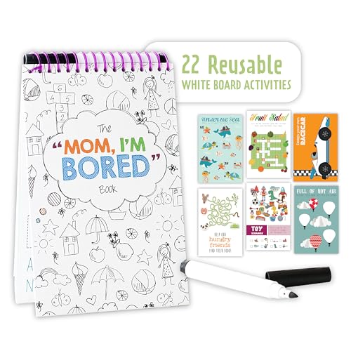 Squirrel Products Mom, I'm Bored Children's Activity Book, Fun Reusable Dry Erase Toy - Roadtrip Essentials, Word Games, Screen Free Activites for Kids Ages 3 and Up - Original Version