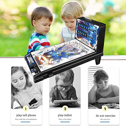 Mini Pinball Game for Kids, Desktop Pinball Machine, Kids Mini Arcade Pinball Toy with Launcher & Metal Ball, Desktop Ball Shooting Toy, for Boys Girls Birthday