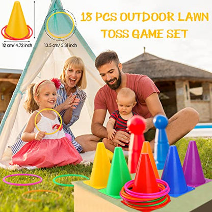 Yunsailing 63 Pcs Carnival Outdoor Games Set for Kids Include Animal Bean Bag Toss Plastic Cones Ring Toss Egg and Spoon Race, Field Yard Lawn Outdoor Game, Gift for Birthday Party