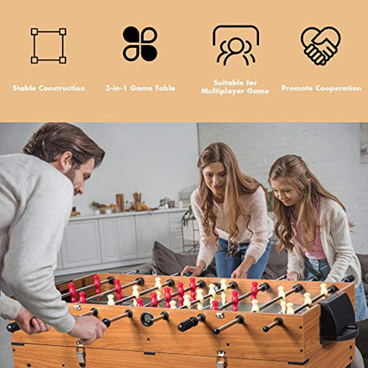 GYMAX 3 in 1 Multi Game Table, 49 Inch with Foosball Hockey & Billiards, Competition Sized Combo Game Table for Home, Game Room, Bar, Party, Club
