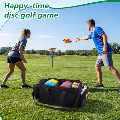 Disc Golf Storage Bag Large Capacity, Each Bag Holds 80 Discs, with Lid and Dividers, Disc Golf Organizer for Professionals, with Handle and Multi Side Pockets - style: 25x10.2x10.2inch