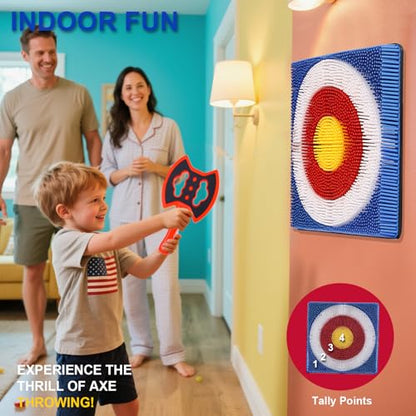 ZoLLa Axe Throwing Game for Backyard Fun,Safe Bristle Target with 4 Throwing Axes & 4 Throwing Stars,Yard & Outdoor Games for Kids and Family (Blue) - color: Blue
