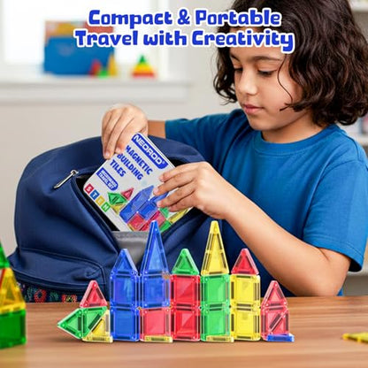 NEOROD Mini Magnetic Tiles Travel Set – Portable STEM Building Blocks for Quiet Play on The Go | Compact Magnet Toys & Road Trip Essentials | Educational Gift for Boys & Girls Ages 3+ - style: mini-26pcs