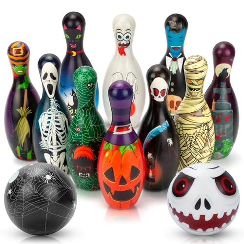 Halloween Games Bowling Set for Kids Party Supplies, Pins and Balls for Family Indoor Outdoor Games, Party Favors - style: Style A