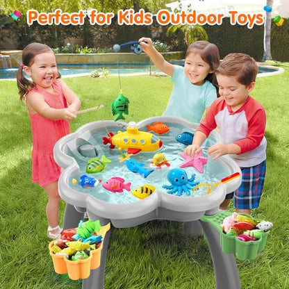 OCATO Kids Toddler Table and Chair Set: Sensory Activity Tables with Rabbit Chairs and Large Marble Run Building Blocks Storage All in One Play Sand Water Table 3 4 5 6 Year Old Boy Girl Toys Gifts - color: Yellow