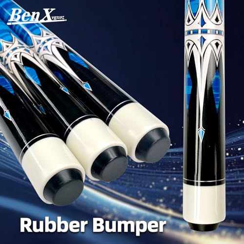 57 Inch Pool Cue Stick - 13mm Fiber Ferrule Tip, Maple Birch Wood Billiard Cue with Chalk & Glove | Explosion-Proof Joint for Home, Bar, Billiard Hall - style: Maple Birch Wood Billiard Cue-Blue