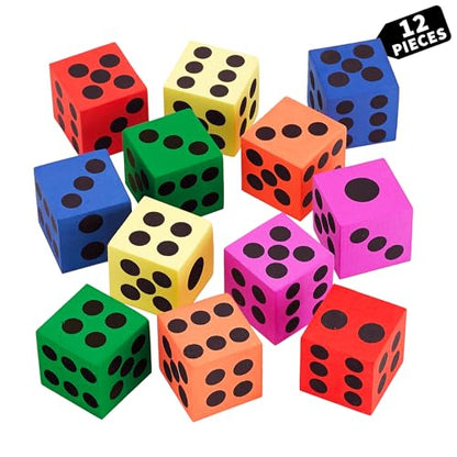 Big Foam Dice Set - 12-Pack, Jumbo, and Colorful Dice for Kids - Ideal for Boosting Math Skills in the Classroom, Great Gifts, and Party Fun - style: 12 Pack