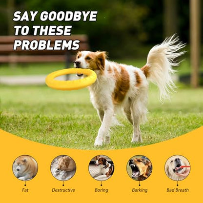 WishLotus Dog Ring Toy and Flying Disc, Interactive Floating Dog Toys Set for Outdoor, Training and Teeth Cleaning Chewers Fetch Toys for Large Dogs (Yellow) - color: Yellow