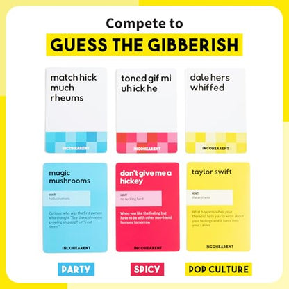 Incohearent by Relatable – Guess the Gibberish Party Game for Adults, Funny Card Game Activity for Groups, Bachelorette Party Favorite, Summer Fun for Game Night, Travel-Friendly with 300 Cards - style: Core Game