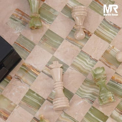Marble Chess Set 15" Inches Verona & Green with Storage Box and 2 Extra Queen Handmade Classic Board Games for Adults, Luxury Marble Chess Board & Chess Pieces for Gifts - color: Verona & Green Onyx
