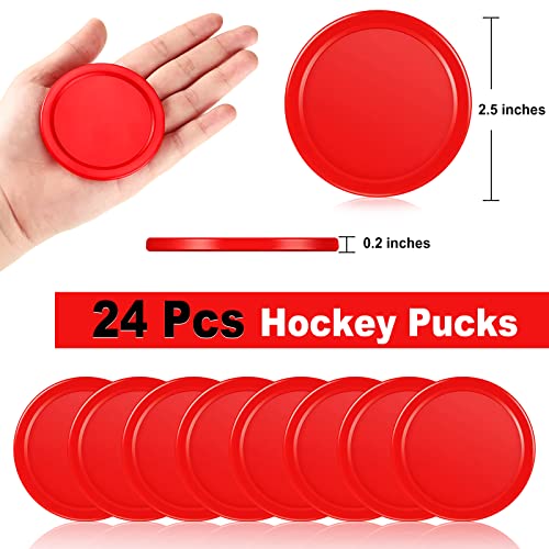 Coopay 24 Pieces Home Air Hockey Pucks 2.5 Inch Heavy Replacement Pucks for Game Tables Equipment Accessories, 12 Grams - color: Red