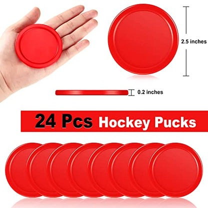 Coopay 24 Pieces Home Air Hockey Pucks 2.5 Inch Heavy Replacement Pucks for Game Tables Equipment Accessories, 12 Grams - color: Red