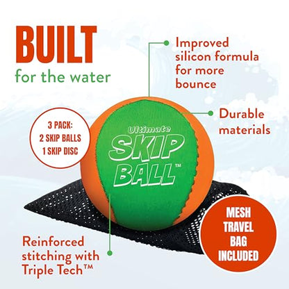 Activ Life The Ultimate Water Skip Balls, Water Bouncing Ball for Swimming Pool, Beach Toys for Friends, Family, Kids and Adults - style: Green/Orange