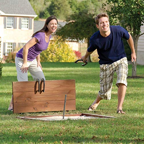 EastPoint Official Weight Horseshoe Set - 4 Horseshoes, 2 Stakes - Durable Cast Iron & Steel for Yard Games for Adults - Portable Case for Outdoor Games for Adults & Beach Activity