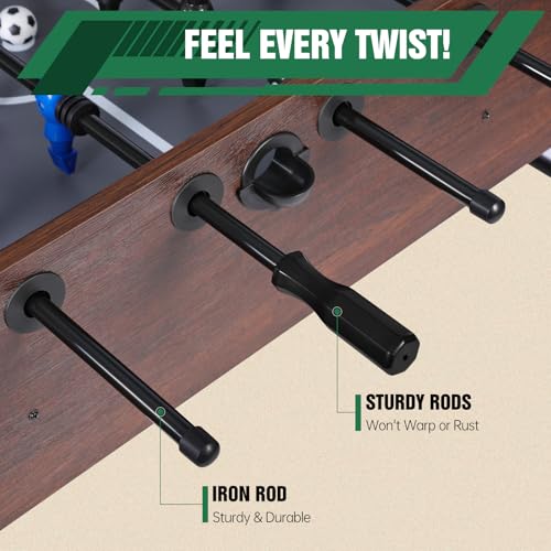 Foosball Table, Competition-Sized 48in and 55in Game Table for Home & Game Room – Includes 2 Balls & 2 Cup Holders – Classic Indoor Soccer Game